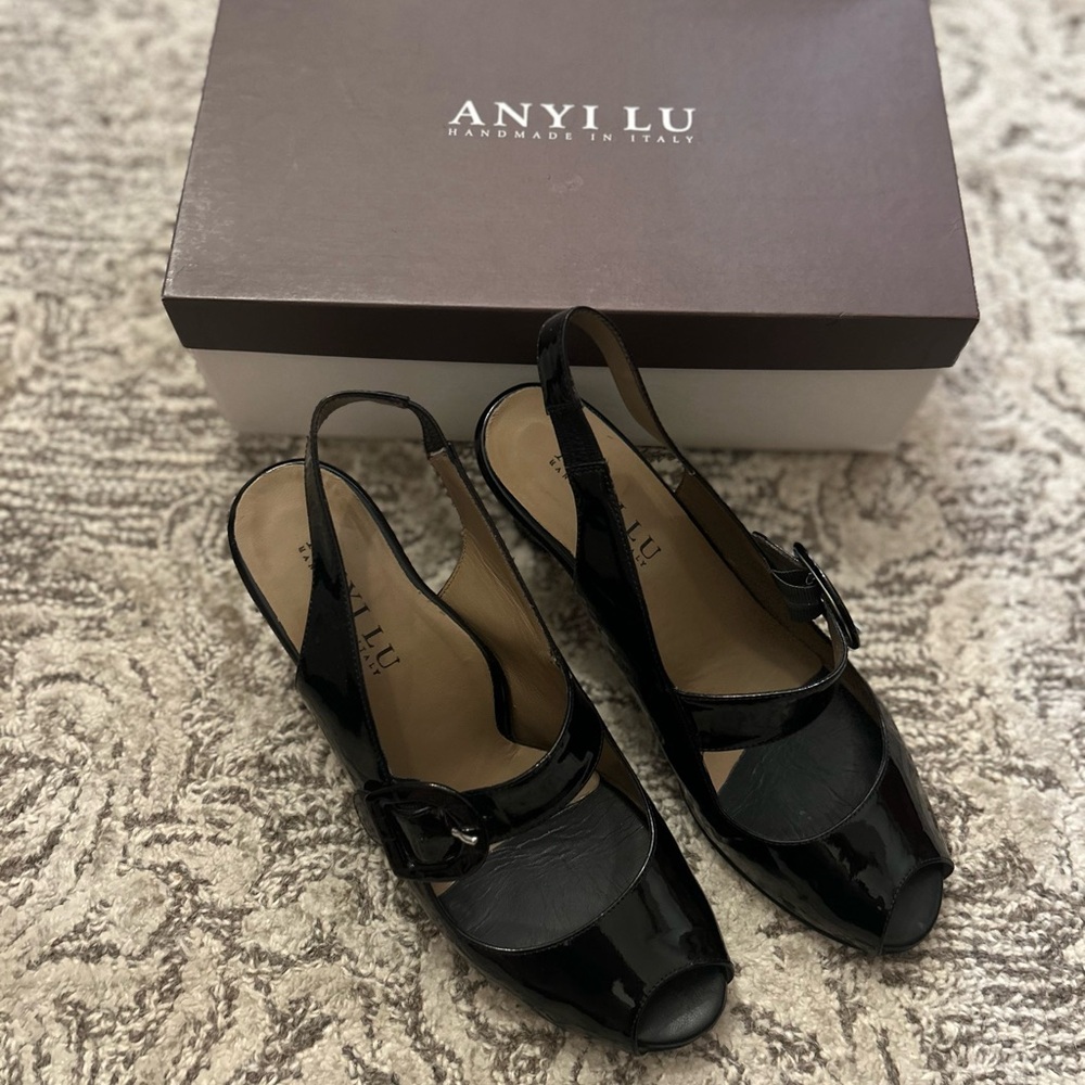 Anyi Lu Black Patent Leather Heels